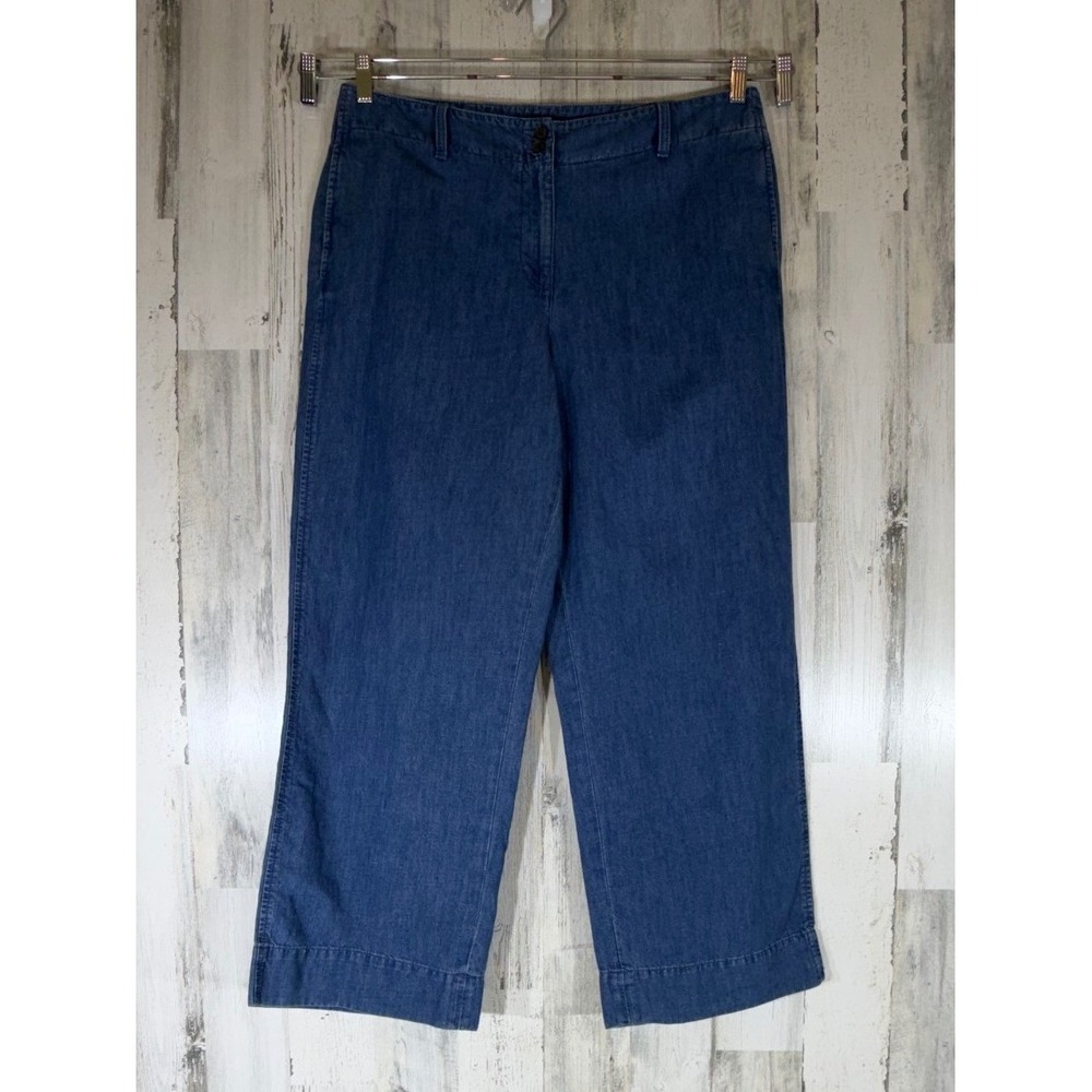 Talbots New England Chino Pants 16 (36x29) Chambray Cotton Hemp Straight Leg New